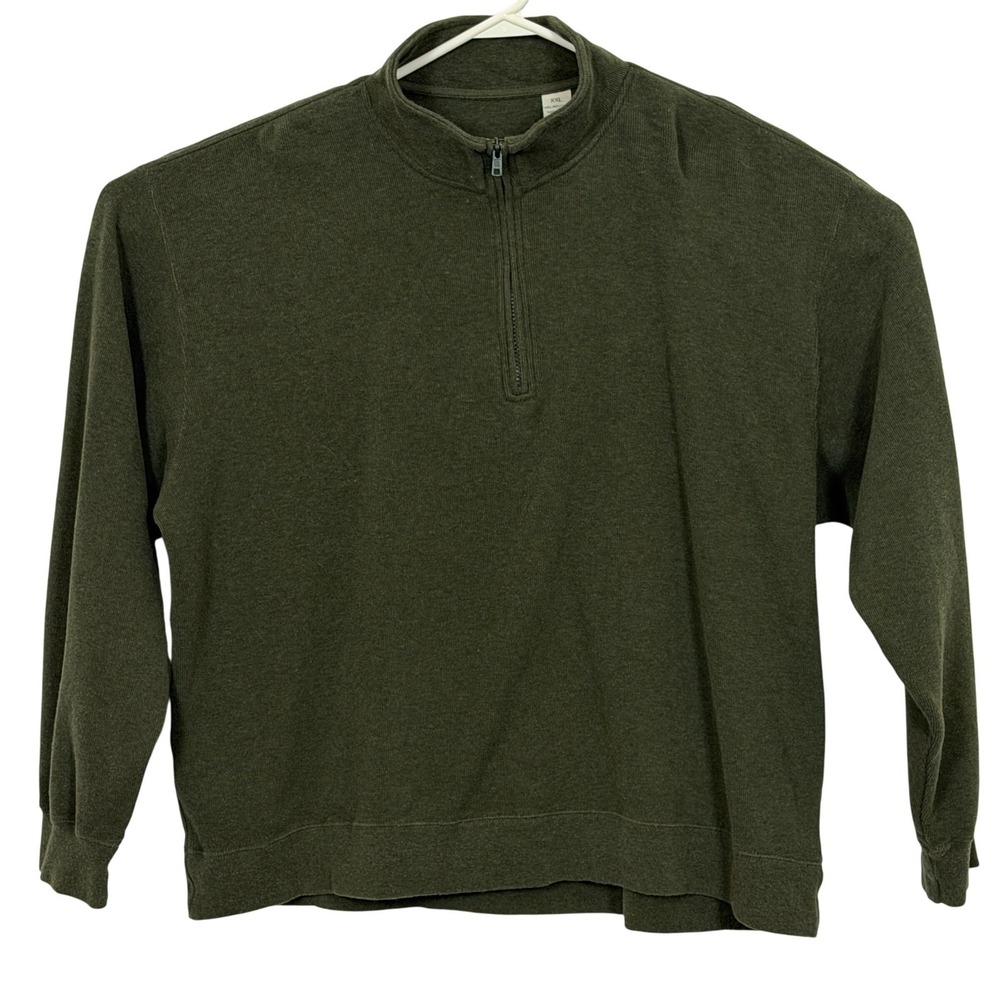 ORVIS Mens Green Quarter Zip Pullover Sweatshirt Embroidered Dragonfly XXLarge